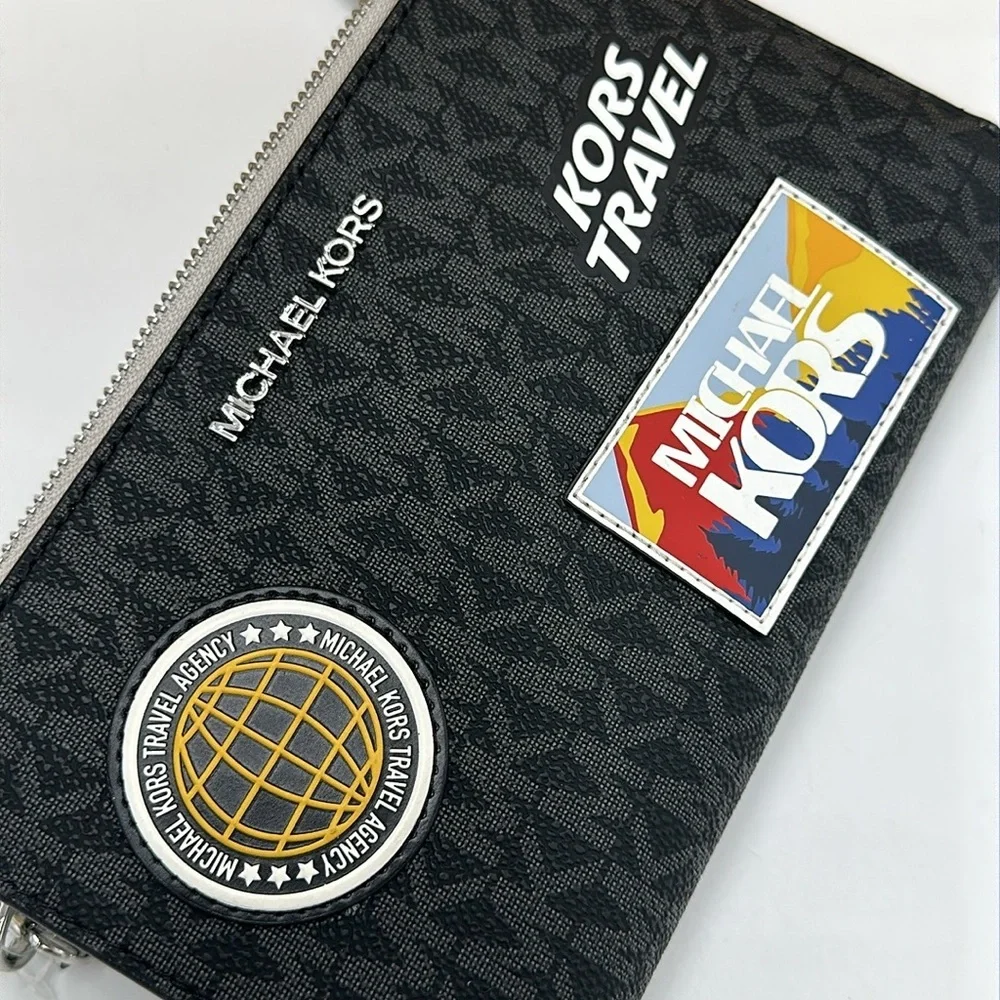 Michael kors Jet Set Travel Large Embellished Signature Logo Wristlet Black